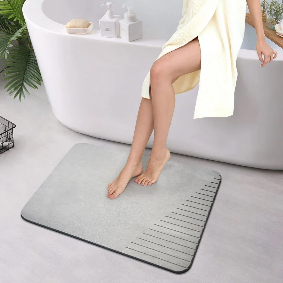 Diatomaceous Earth Bath Mat Soft Absorbent Bathroom Rug Non-Slip Diatomite Mat Diatom Foot Mats for Bathroom Shower Easy Clean