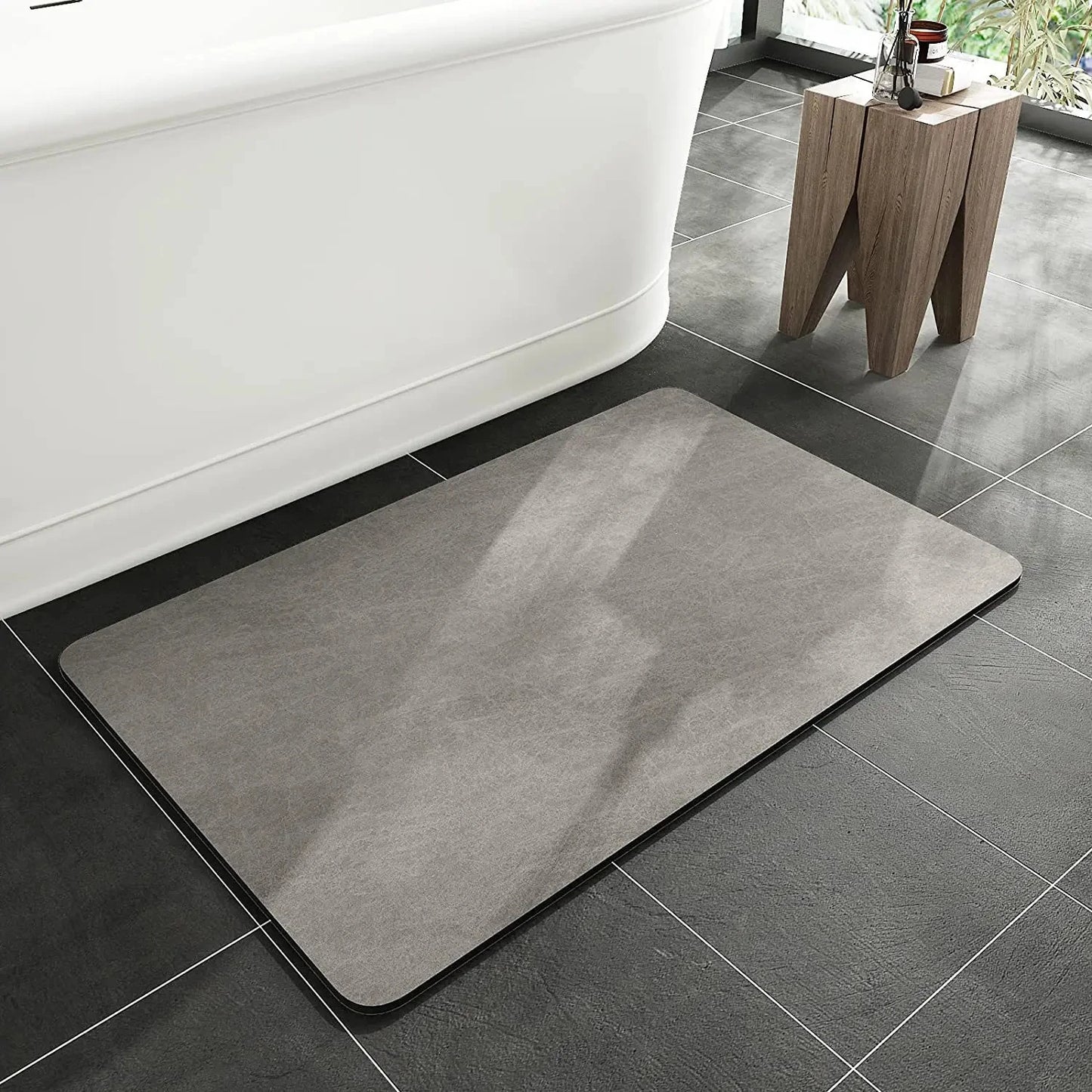 Diatomaceous Earth Bath Mat Soft Absorbent Bathroom Rug Non-Slip Diatomite Mat Diatom Foot Mats for Bathroom Shower Easy Clean