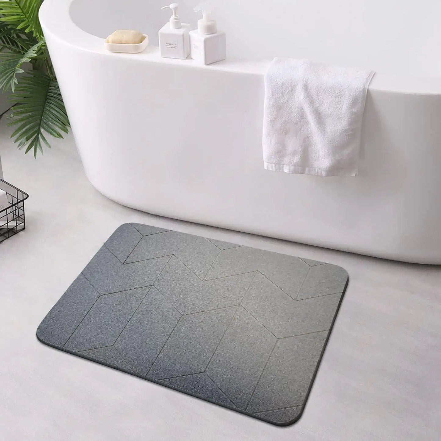 Diatomaceous Earth Bath Mat Soft Absorbent Bathroom Rug Non-Slip Diatomite Mat Diatom Foot Mats for Bathroom Shower Easy Clean